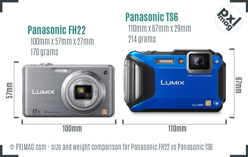 Panasonic FH22 vs Panasonic TS6 size comparison