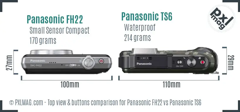 Panasonic FH22 vs Panasonic TS6 top view buttons comparison