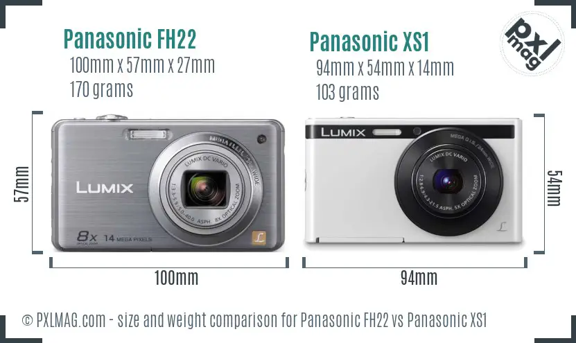 Panasonic FH22 vs Panasonic XS1 size comparison
