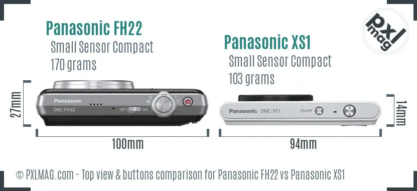 Panasonic FH22 vs Panasonic XS1 top view buttons comparison