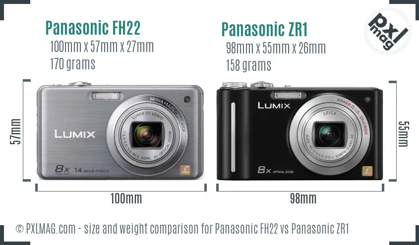 Panasonic FH22 vs Panasonic ZR1 size comparison