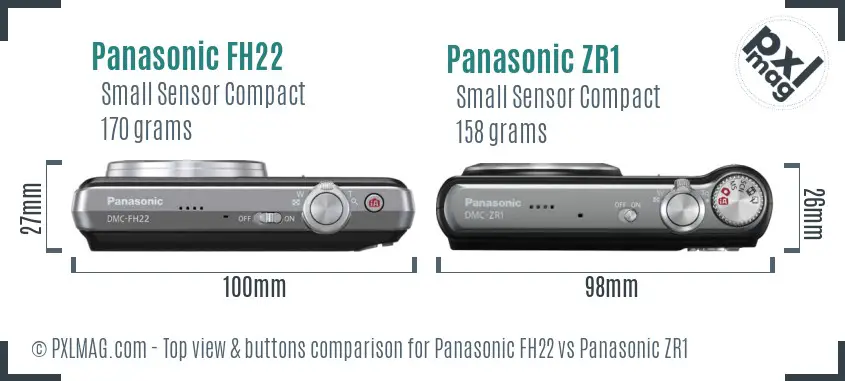 Panasonic FH22 vs Panasonic ZR1 top view buttons comparison