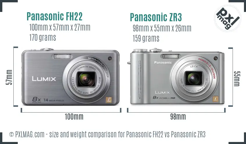 Panasonic FH22 vs Panasonic ZR3 size comparison