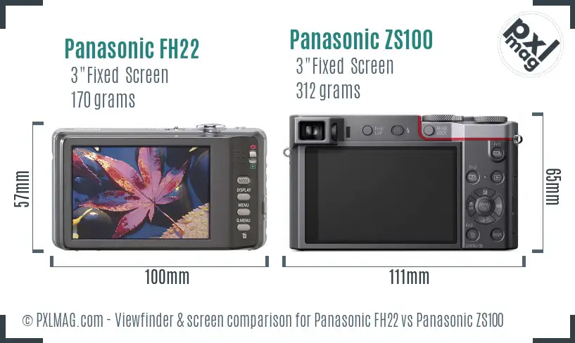 Panasonic FH22 vs Panasonic ZS100 Screen and Viewfinder comparison
