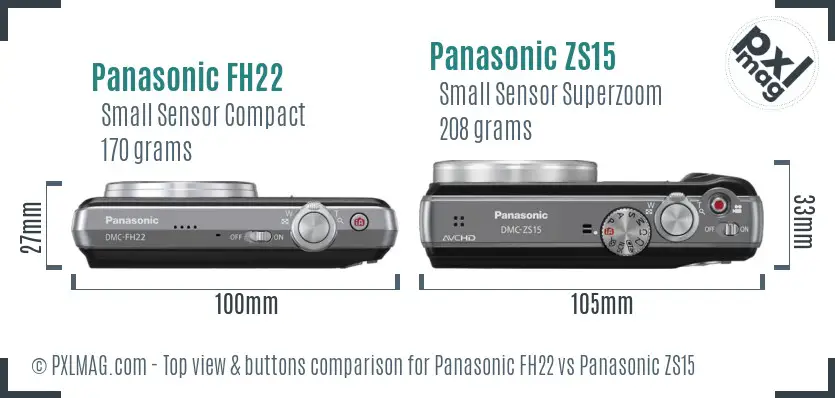 Panasonic FH22 vs Panasonic ZS15 top view buttons comparison