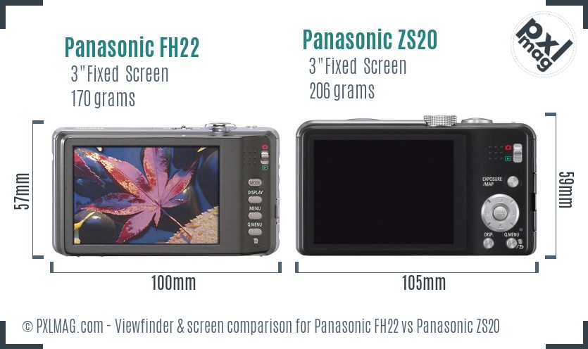 Panasonic FH22 vs Panasonic ZS20 Screen and Viewfinder comparison