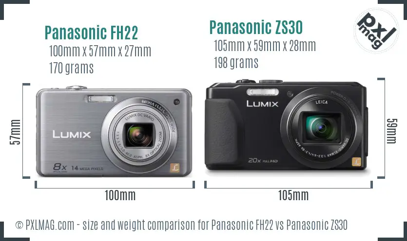 Panasonic FH22 vs Panasonic ZS30 size comparison