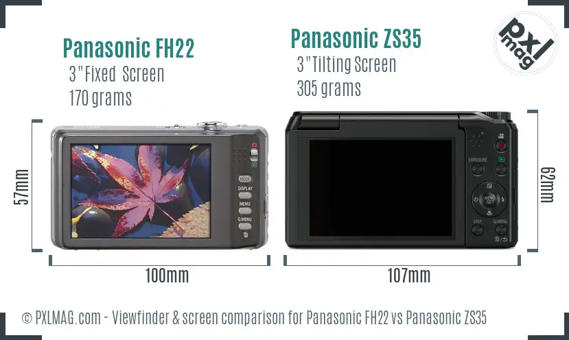 Panasonic FH22 vs Panasonic ZS35 Screen and Viewfinder comparison