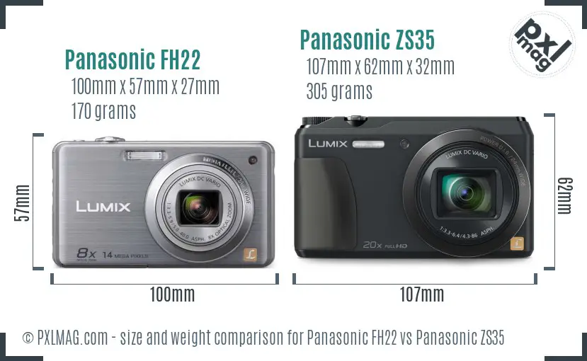 Panasonic FH22 vs Panasonic ZS35 size comparison