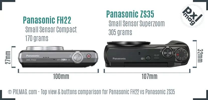 Panasonic FH22 vs Panasonic ZS35 top view buttons comparison