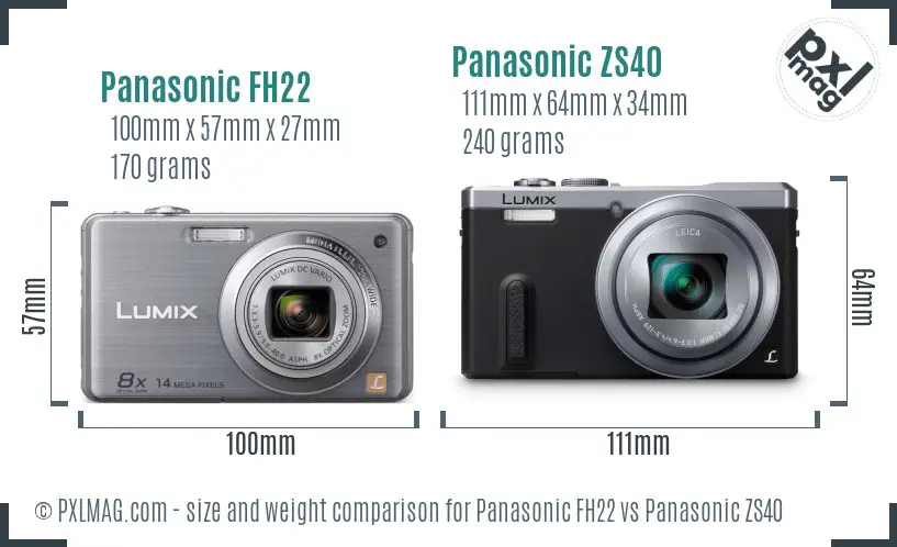 Panasonic FH22 vs Panasonic ZS40 size comparison