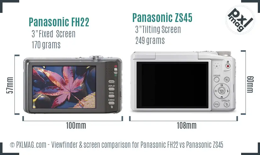 Panasonic FH22 vs Panasonic ZS45 Screen and Viewfinder comparison