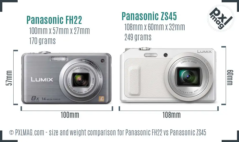 Panasonic FH22 vs Panasonic ZS45 size comparison