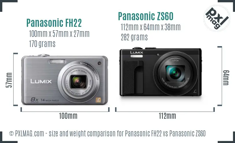 Panasonic FH22 vs Panasonic ZS60 size comparison