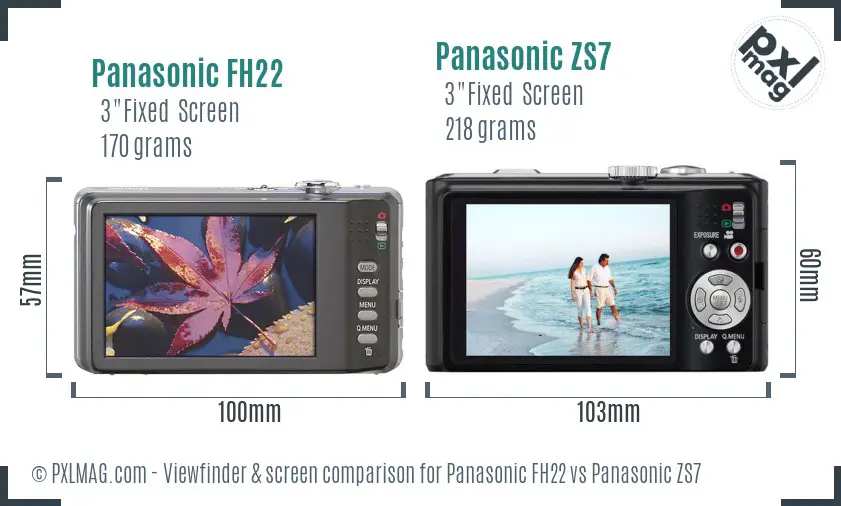 Panasonic FH22 vs Panasonic ZS7 Screen and Viewfinder comparison