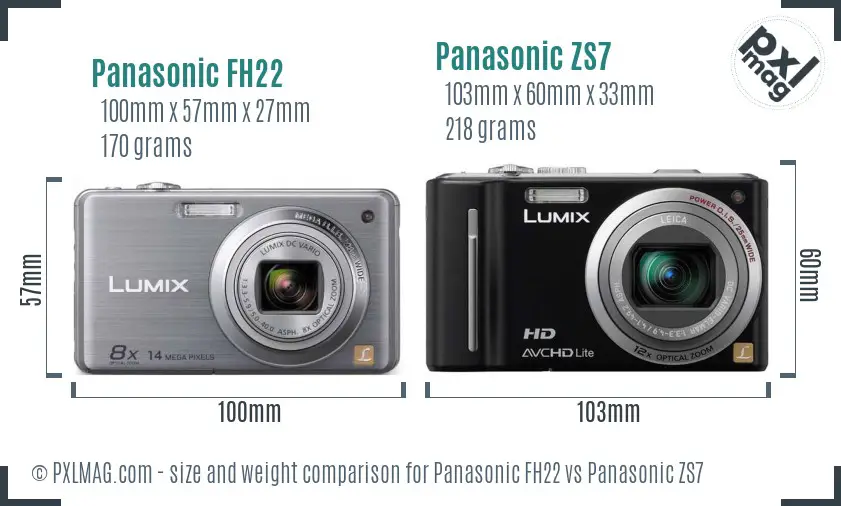 Panasonic FH22 vs Panasonic ZS7 size comparison