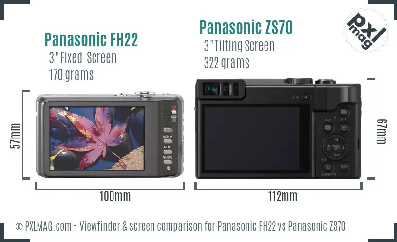 Panasonic FH22 vs Panasonic ZS70 Screen and Viewfinder comparison