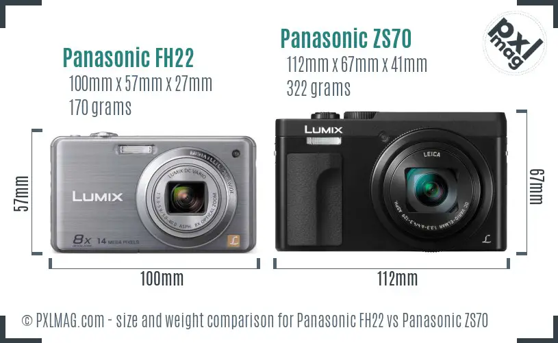 Panasonic FH22 vs Panasonic ZS70 size comparison