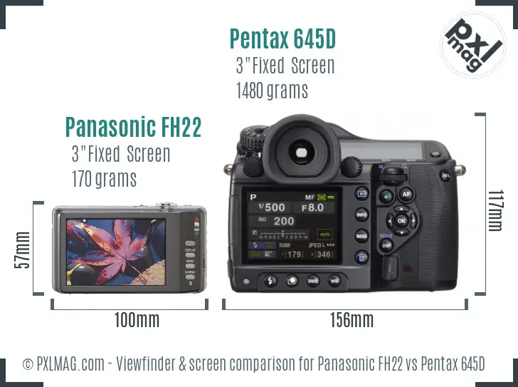 Panasonic FH22 vs Pentax 645D Screen and Viewfinder comparison