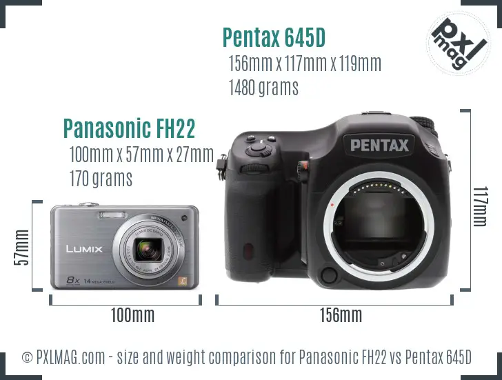 Panasonic FH22 vs Pentax 645D size comparison