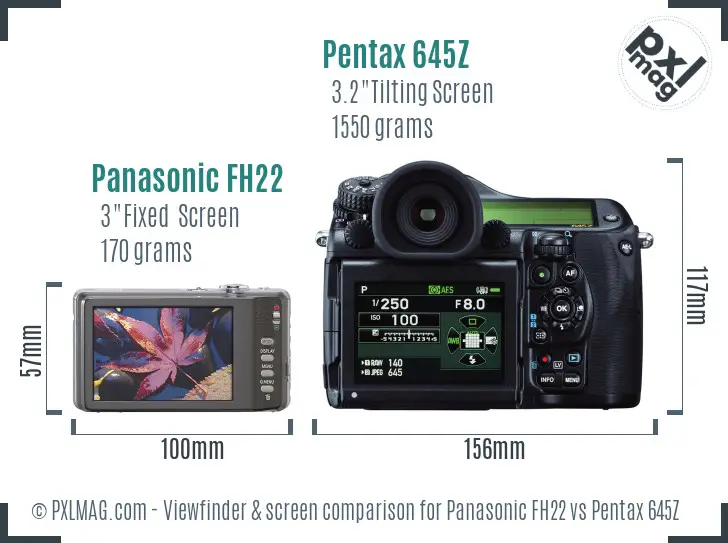 Panasonic FH22 vs Pentax 645Z Screen and Viewfinder comparison