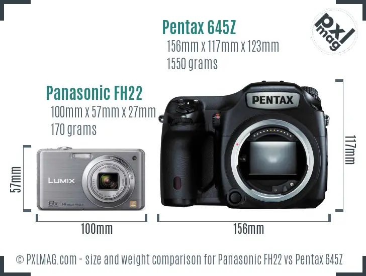 Panasonic FH22 vs Pentax 645Z size comparison