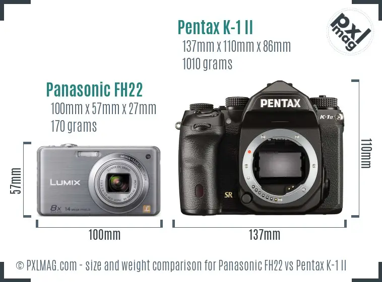 Panasonic FH22 vs Pentax K-1 II size comparison