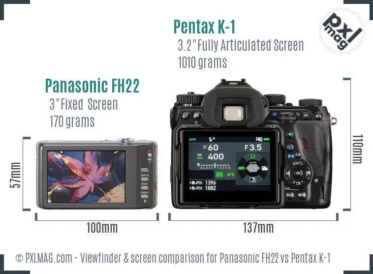 Panasonic FH22 vs Pentax K-1 Screen and Viewfinder comparison
