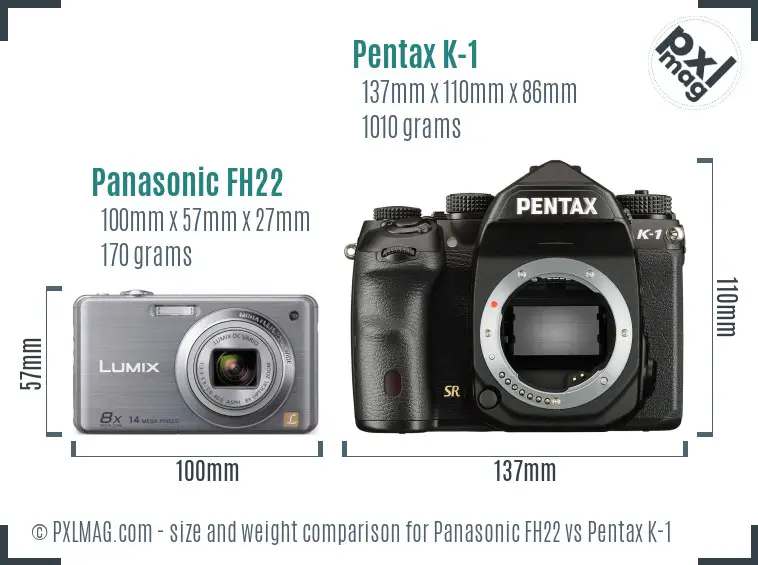 Panasonic FH22 vs Pentax K-1 size comparison