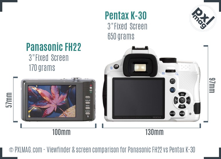 Panasonic FH22 vs Pentax K-30 Screen and Viewfinder comparison