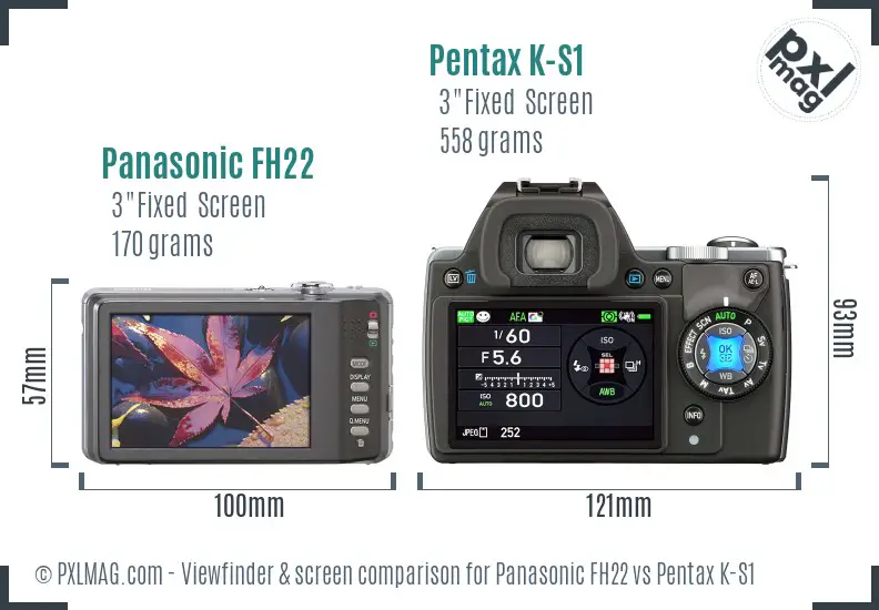 Panasonic FH22 vs Pentax K-S1 Screen and Viewfinder comparison