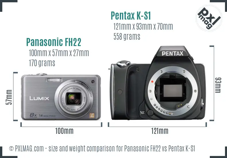 Panasonic FH22 vs Pentax K-S1 size comparison