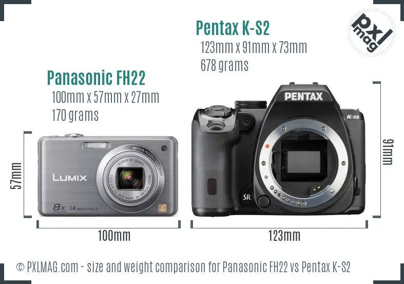 Panasonic FH22 vs Pentax K-S2 size comparison