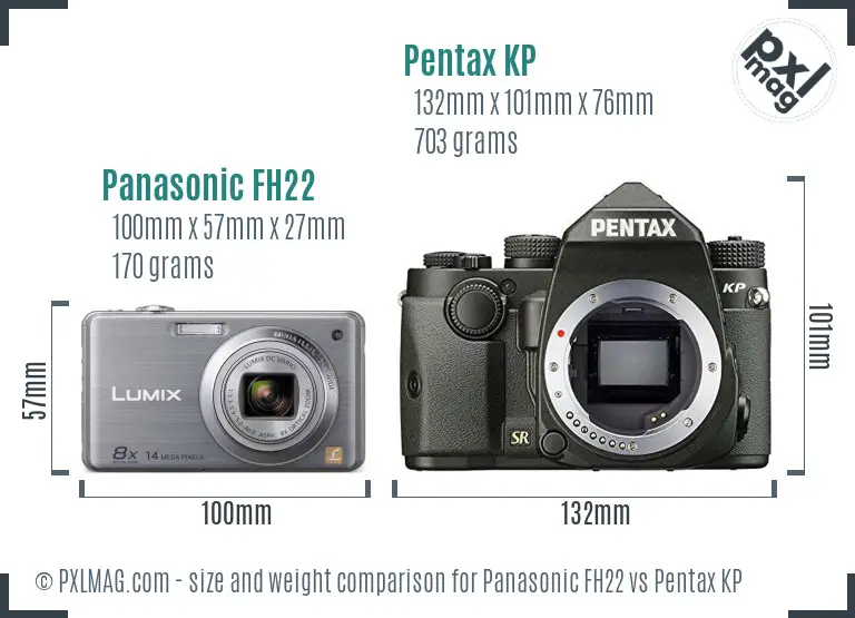 Panasonic FH22 vs Pentax KP size comparison