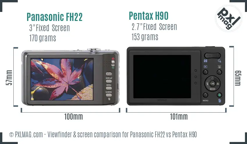 Panasonic FH22 vs Pentax H90 Screen and Viewfinder comparison