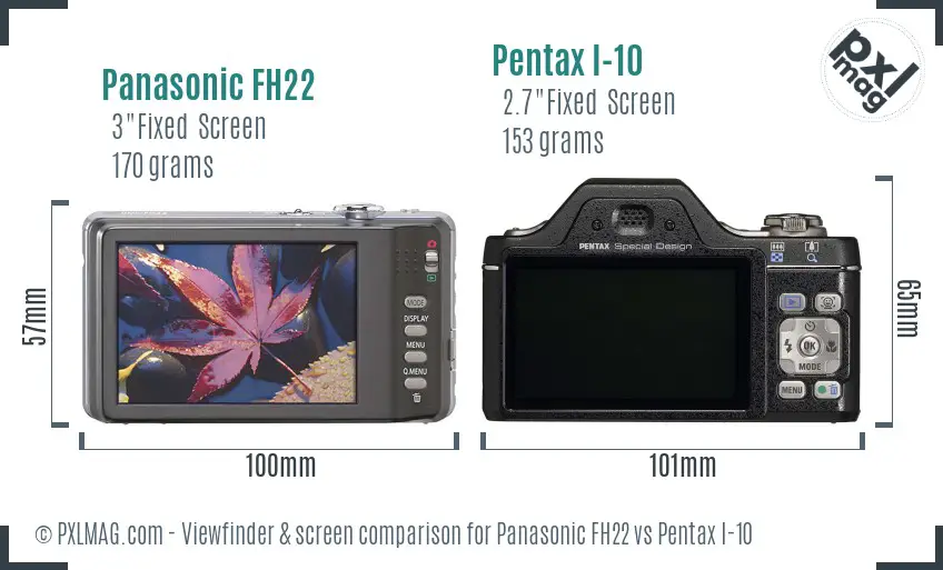 Panasonic FH22 vs Pentax I-10 Screen and Viewfinder comparison