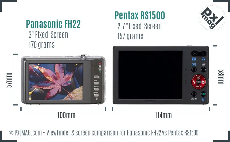 Panasonic FH22 vs Pentax RS1500 Screen and Viewfinder comparison