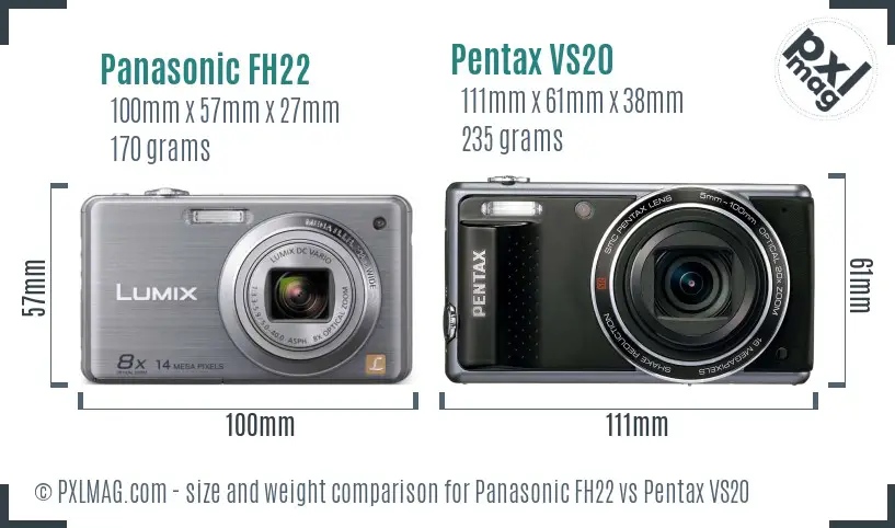 Panasonic FH22 vs Pentax VS20 size comparison