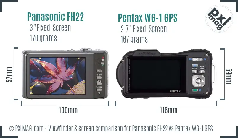 Panasonic FH22 vs Pentax WG-1 GPS Screen and Viewfinder comparison