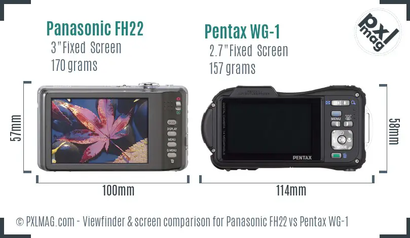 Panasonic FH22 vs Pentax WG-1 Screen and Viewfinder comparison