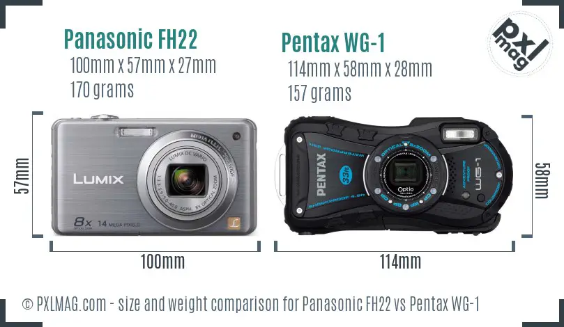 Panasonic FH22 vs Pentax WG-1 size comparison