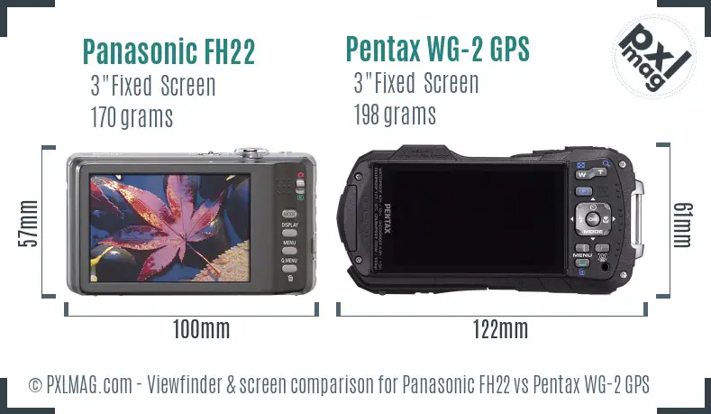 Panasonic FH22 vs Pentax WG-2 GPS Screen and Viewfinder comparison