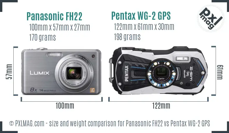 Panasonic FH22 vs Pentax WG-2 GPS size comparison