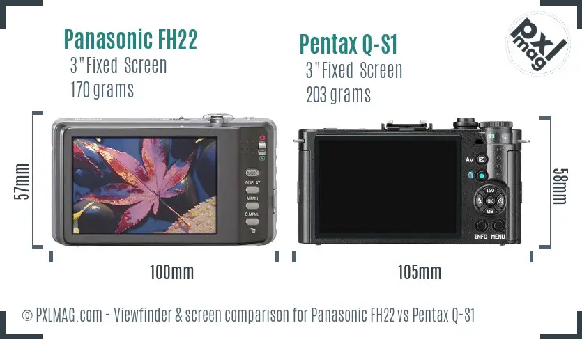 Panasonic FH22 vs Pentax Q-S1 Screen and Viewfinder comparison