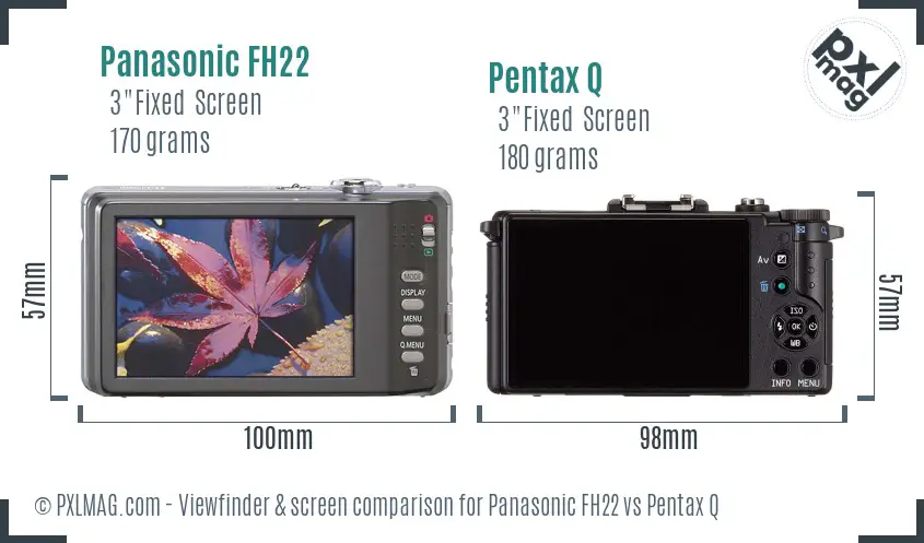 Panasonic FH22 vs Pentax Q Screen and Viewfinder comparison
