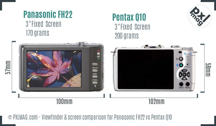 Panasonic FH22 vs Pentax Q10 Screen and Viewfinder comparison