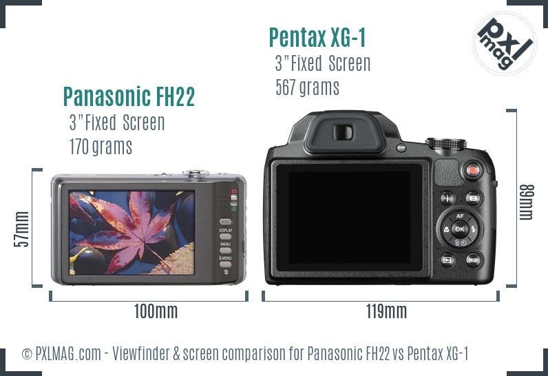 Panasonic FH22 vs Pentax XG-1 Screen and Viewfinder comparison