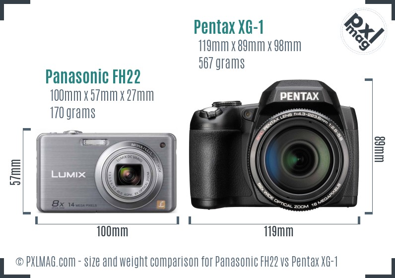 Panasonic FH22 vs Pentax XG-1 size comparison
