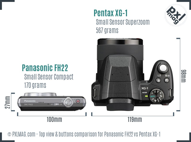 Panasonic FH22 vs Pentax XG-1 top view buttons comparison