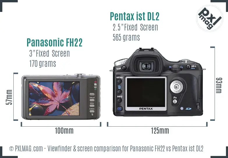Panasonic FH22 vs Pentax ist DL2 Screen and Viewfinder comparison